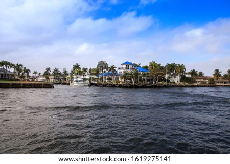 Similar – Image, Stock Photo Hillsboro Inlet Waterway headed to Hillsboro Beach