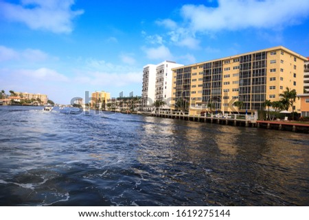 Similar – Image, Stock Photo Hillsboro Inlet Waterway headed to Hillsboro Beach