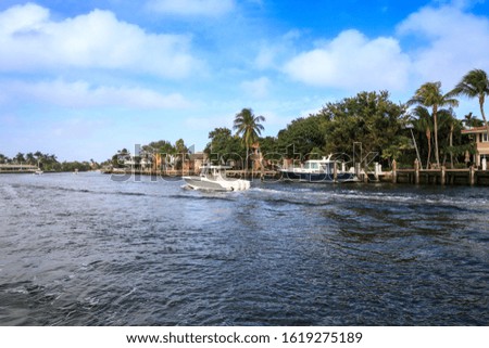 Similar – Image, Stock Photo Hillsboro Inlet Waterway headed to Hillsboro Beach