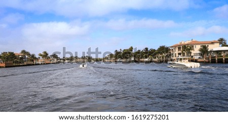 Similar – Image, Stock Photo Hillsboro Inlet Waterway headed to Hillsboro Beach