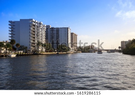 Similar – Image, Stock Photo Hillsboro Inlet Waterway headed to Hillsboro Beach