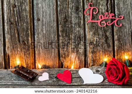 Red Rose with Rustic Old Barn Wood