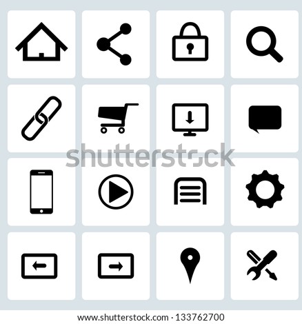 Clean Black Web icons set