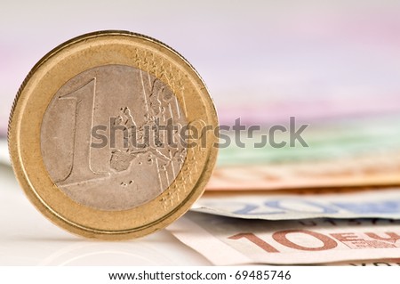Detail of European Union currency on a desk