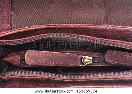 Leather bag and zipper background