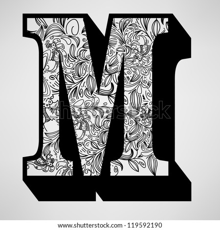 Letter M - Ornamental Initial Stock Vector Illustration 119592190 ...