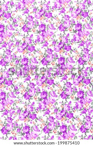 Purple rose fabric background, Fragment of colorful retro tapestry textile pattern with floral ornament useful as background.