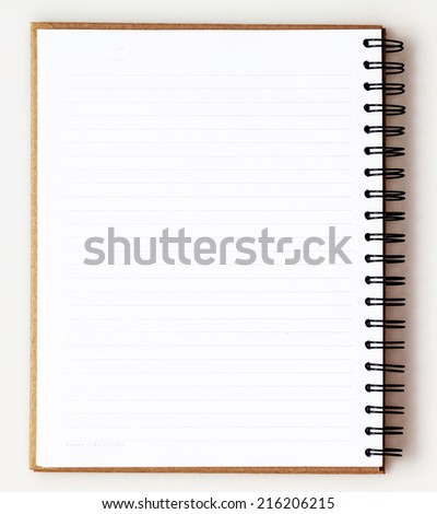 Opened recycle note book on white background