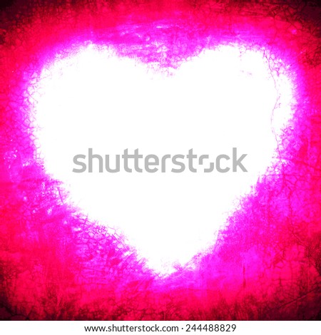 Grunge frame , heart shape pink color, Valentines Day.