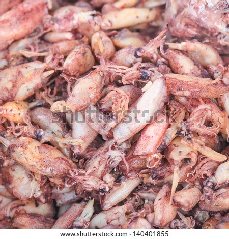 Squid, dried sea food preservation