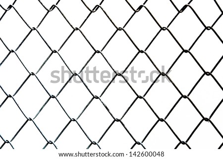 chain link fence on white background
