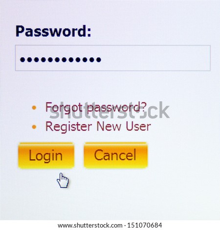 Closeup of log in Password Box in Internet computer