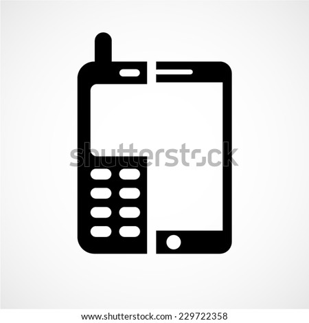 technology evolution, old versus new, cell phone vector icons