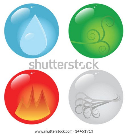 Vector Illustration Spheres Showing The Four Basic Elements: Water ...