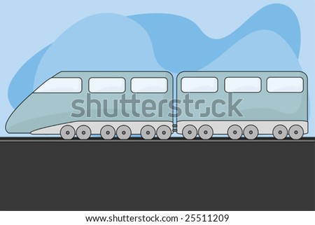 Vector Cartoon Illustration Of A Modern Train Pulling A Passenger Car ...