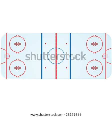 Vector Illustration Of An Overhead View Of An Ice Hockey Rink ...