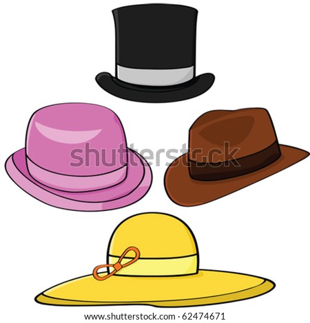 Cartoon Vector Illustration Set Of Four Different Hats - 62474671 ...