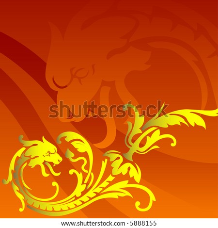 Flying golden dragon represent kingdom  and powerful.