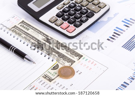 Finance concept, financial and stock market graphs, charts analysis on business table for growth.