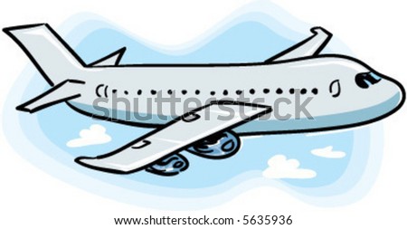 Vector Passenger Airplane Flying Through The Sky Drawing - 5635936 ...