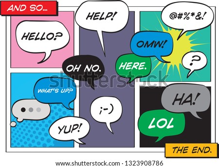 Vector cartoon speech texting balloons