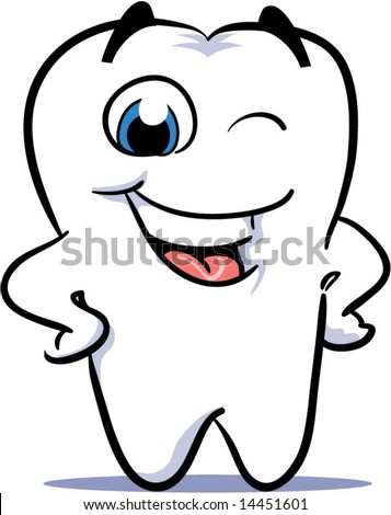 vector winking happy smiling tooth