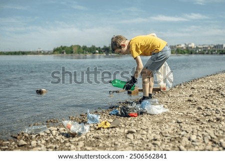 Similar – Image, Stock Photo Volunteer girl cleaning the forest from pollution and plastics at sunset with garbage, smiling to camera, happy eco friendly day.Nature cleaning, ecology green concept.Environment copy space