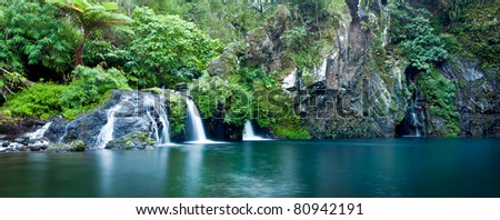 Scenic view of waterfall on river Langevin, Reunion Island.
