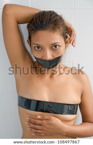 Nude female bondage picures Asian gag pic tape