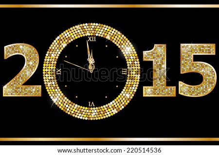 New Year Clock Stock Vector Illustration 220514536 : Shutterstock