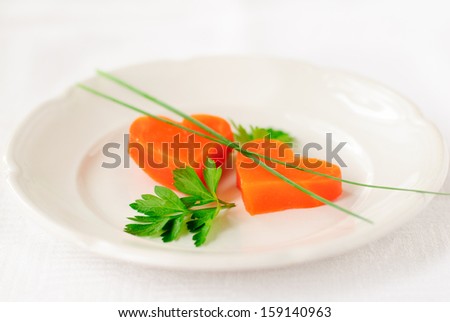 Romantic Low Calorie Dinner, Carrot Hearts