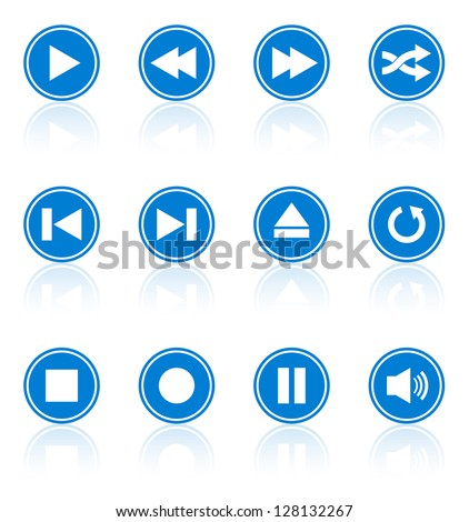 Media player buttons collection vector design elements