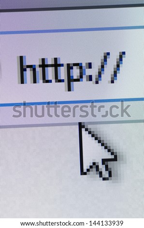 Closeup of http written in internet browser on computer monitor.