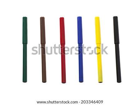 Assorted Colors Marker Pens Isolated on White Background