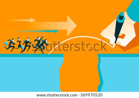 Hand draws a bridge. Vector illustration