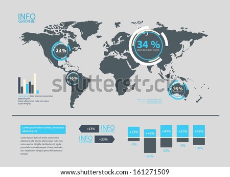 set of world map and infographics elements