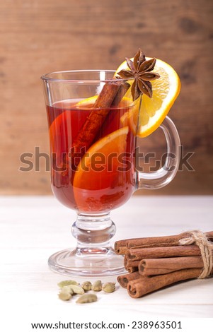 Hot Christmas tea whith cinnamon, cardamom, cloves, anise  and orange