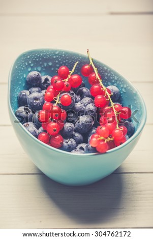red currant and blue berries