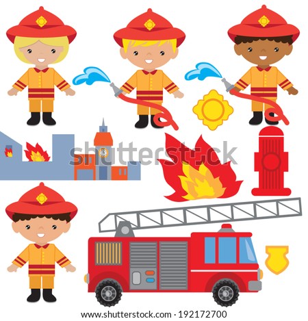 Cute firefighter vector illustration