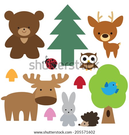 Forest Animals Vector Illustration - 205571602 : Shutterstock