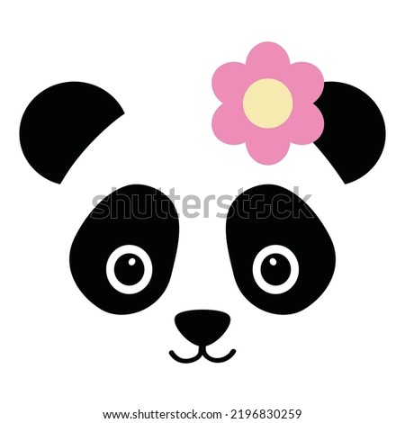 Cute girly panda face vector cartoon illustration