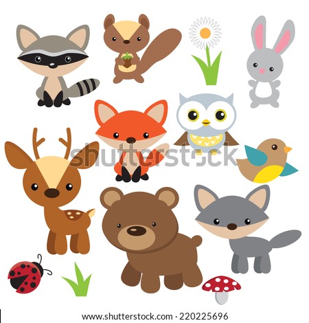 Forest Animals Vector Illustration - 220225696 : Shutterstock