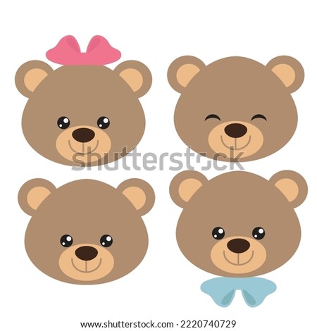 Cute Teddy bear face vector cartoon illustration