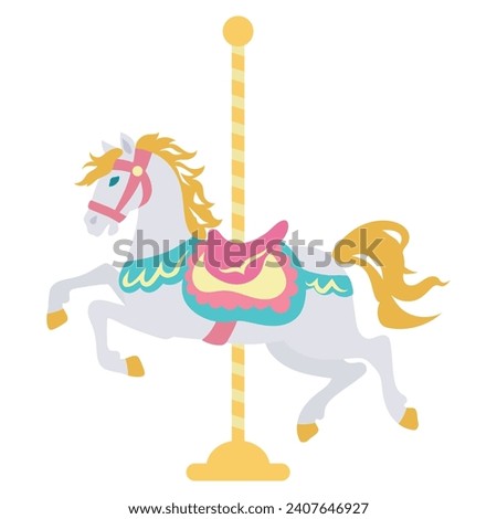 Beautiful carousel horse vector cartoon illustration