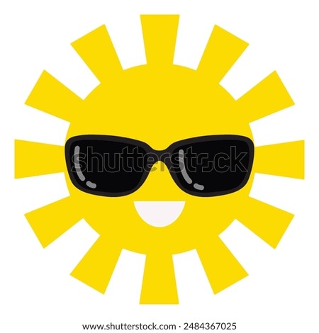 Cute cartoon sun wearing sunglasses vector  illustration