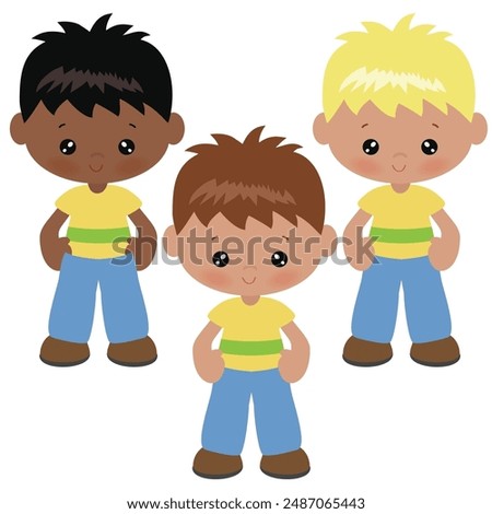 Cute little boy vector cartoon illustration