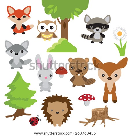 Forest Animal Vector Illustration - 263763455 : Shutterstock