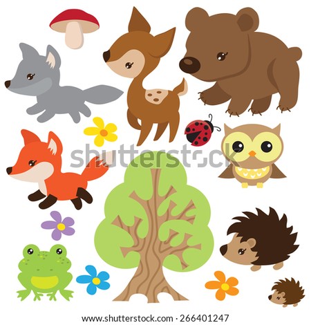 Forest Animal Vector Illustration - 266401247 : Shutterstock