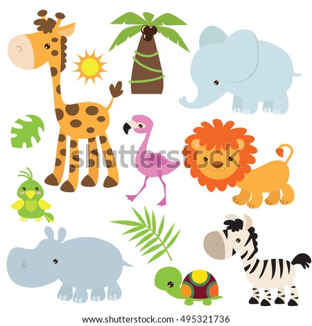 Jungle Animal Vector Cartoon Illustration - 495321736 : Shutterstock