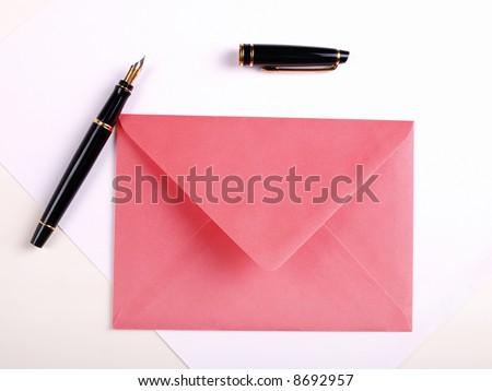 Red envelope and pen / valentine\'s card